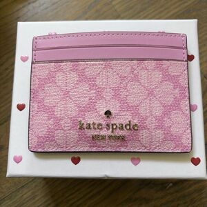 KATE SPADE Boxed Spade Flower Small Slim Card Holder Parisian Rose Wallet NWT